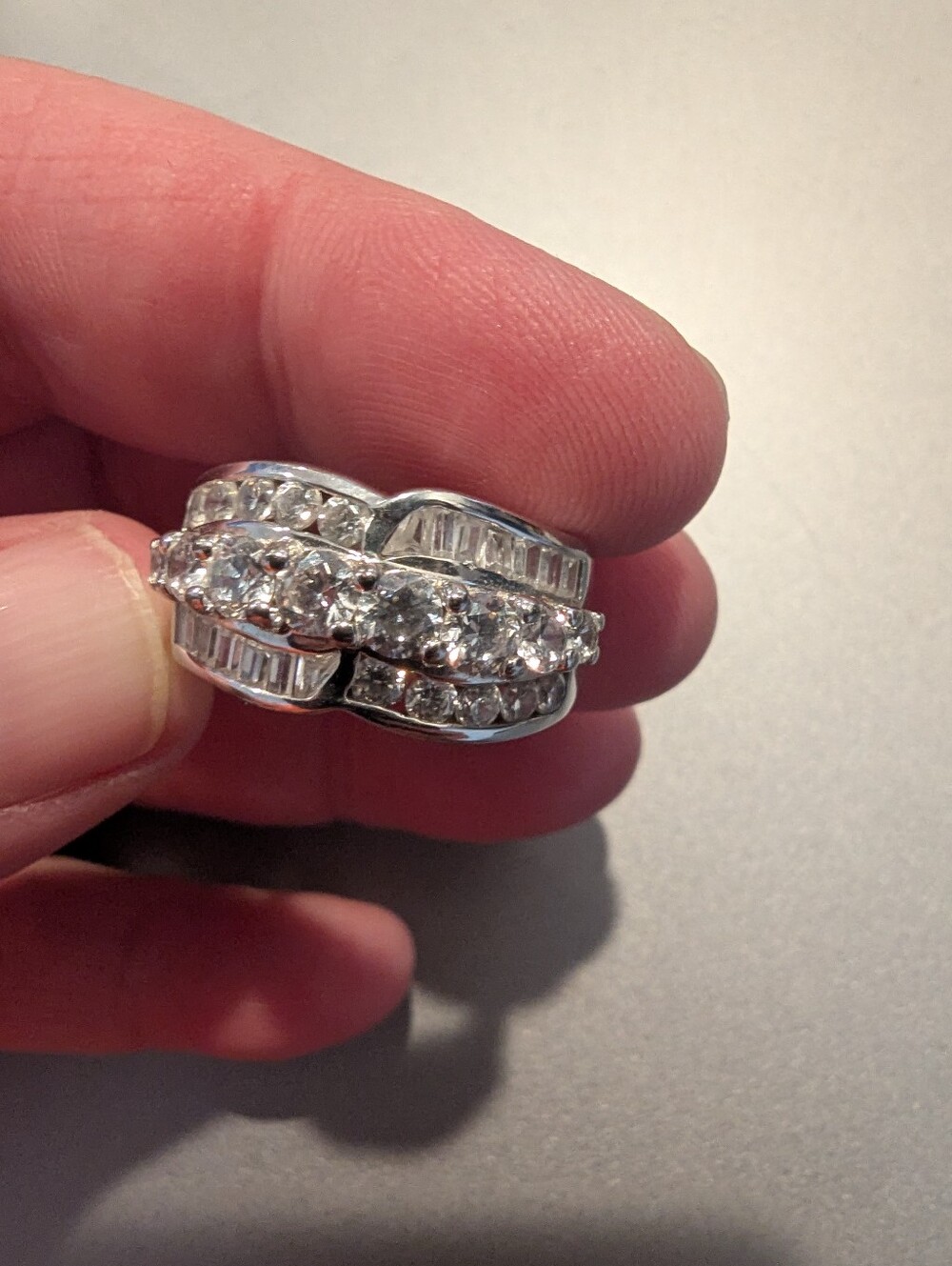 Sterling Silver Baguette And Round Band